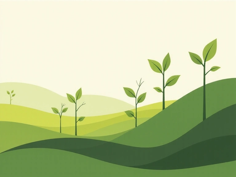 Representación abstracta del crecimiento y el bienestar con colores naturales y líneas fluidas.